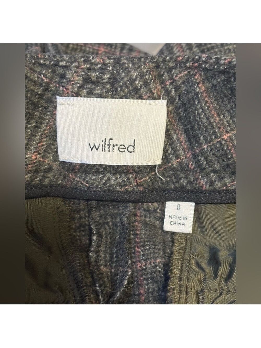 Aritzia Wilfred Jallade Tie Front Plaid Pants Wool Cashmere Blend Trousers Sz 8 - Picture 7 of 9